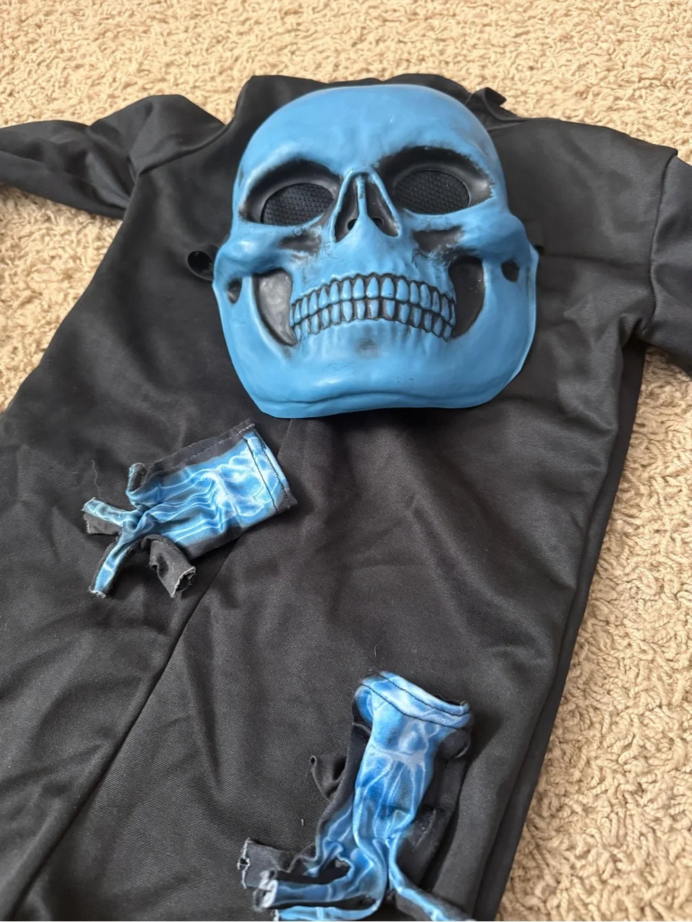 Blue X-Ray Skeleton Kids Costume with Mask/gloves